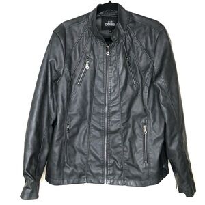 Women’s Tagoo Dark Gray Faux Leather Jacket Sz XL